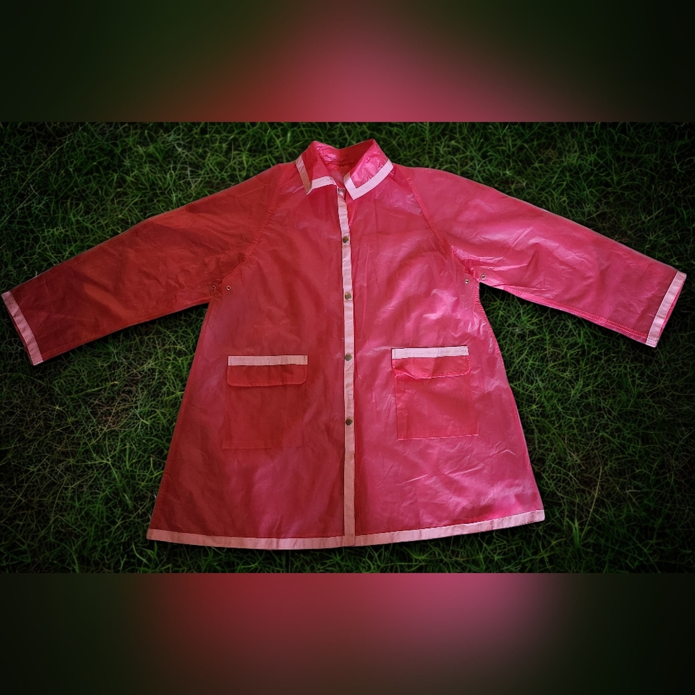 Vintage 90s Hot Pink Jelly Raincoat - One Size (S/M) - Picture 3 of 4